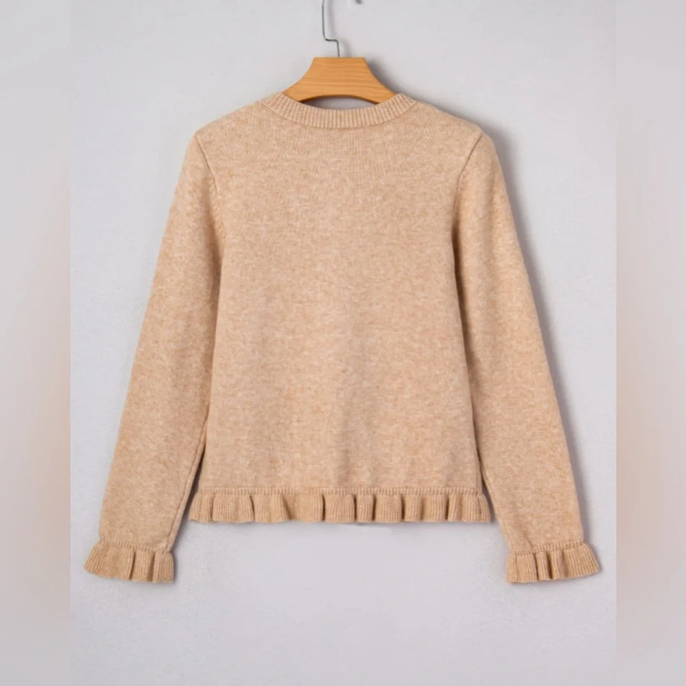 Riley - Ruffle Trim Button-Up Cardigan - Picture 4 of 5
